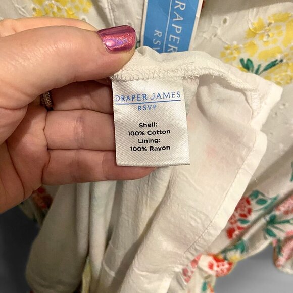 DRAPER JAMES RSVP Short Sleeve Eyelet Shirt Dress White Floral New with Tags - Picture 5 of 6